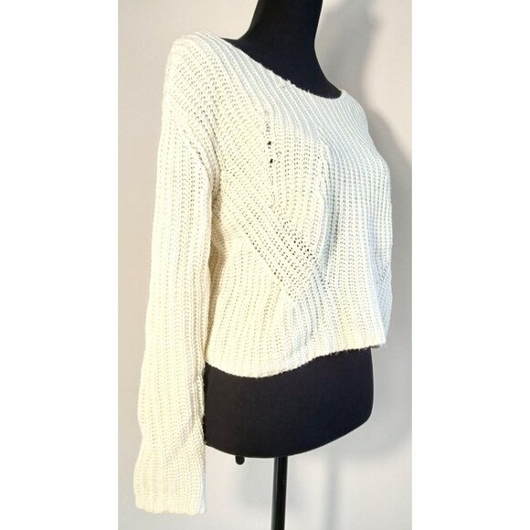 Say What Ivory Cable Knit Cropped Sweater Small Super Cute - Picture 1 of 13